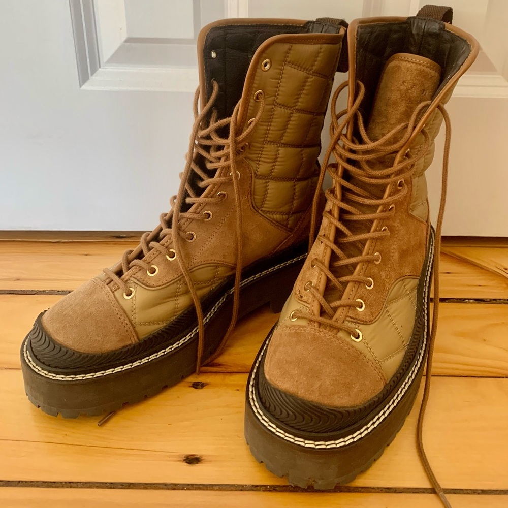 Sandro Quilted Leather Combat Boot